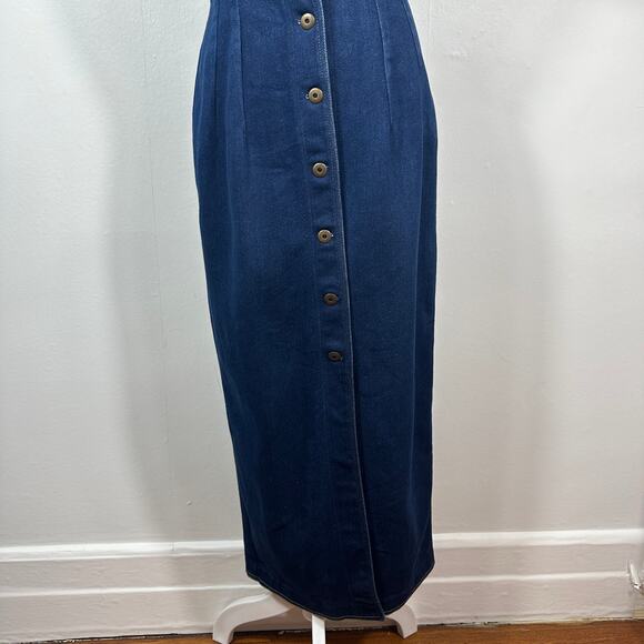 VTG Vesti Denim Shirt Dress Blue Button Front Midi Short Sleeve Utility Retro L - Picture 4 of 13